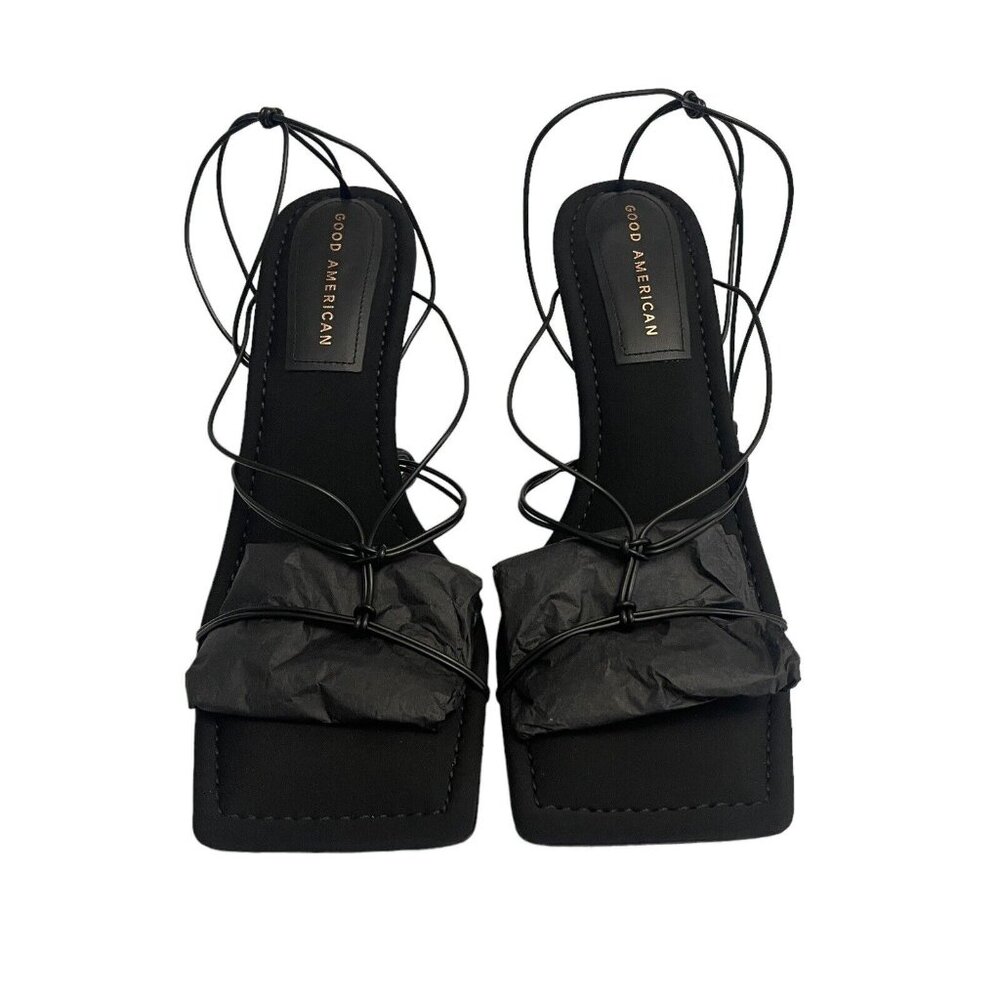 Good American Wm Size 9.5 Neoprene Cage Black Tie Lace Up Gladiator NEW GA330N-X - Picture 5 of 11